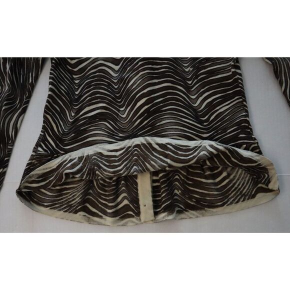 Tory Burch Women Sz S Brown Zebra Print Merino Wool Peplum Cardigan Sweater $398 - Picture 7 of 8